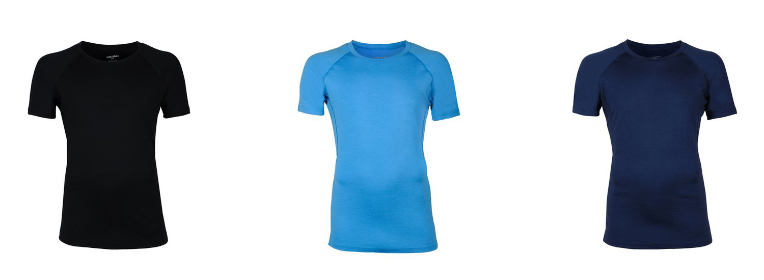 Dilling Unterwäsche Exklusives Merino Shirt Farben blau türkis und schwarz